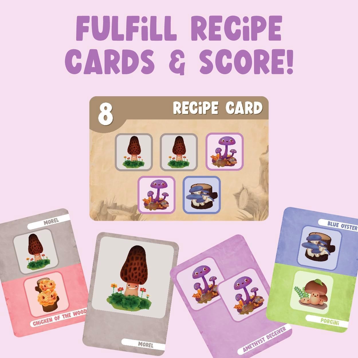 Gamewright - A Bunch of Fun Guys - Strategic Mushroom Foraging Card Game, Ages 8+, 2-4 Players