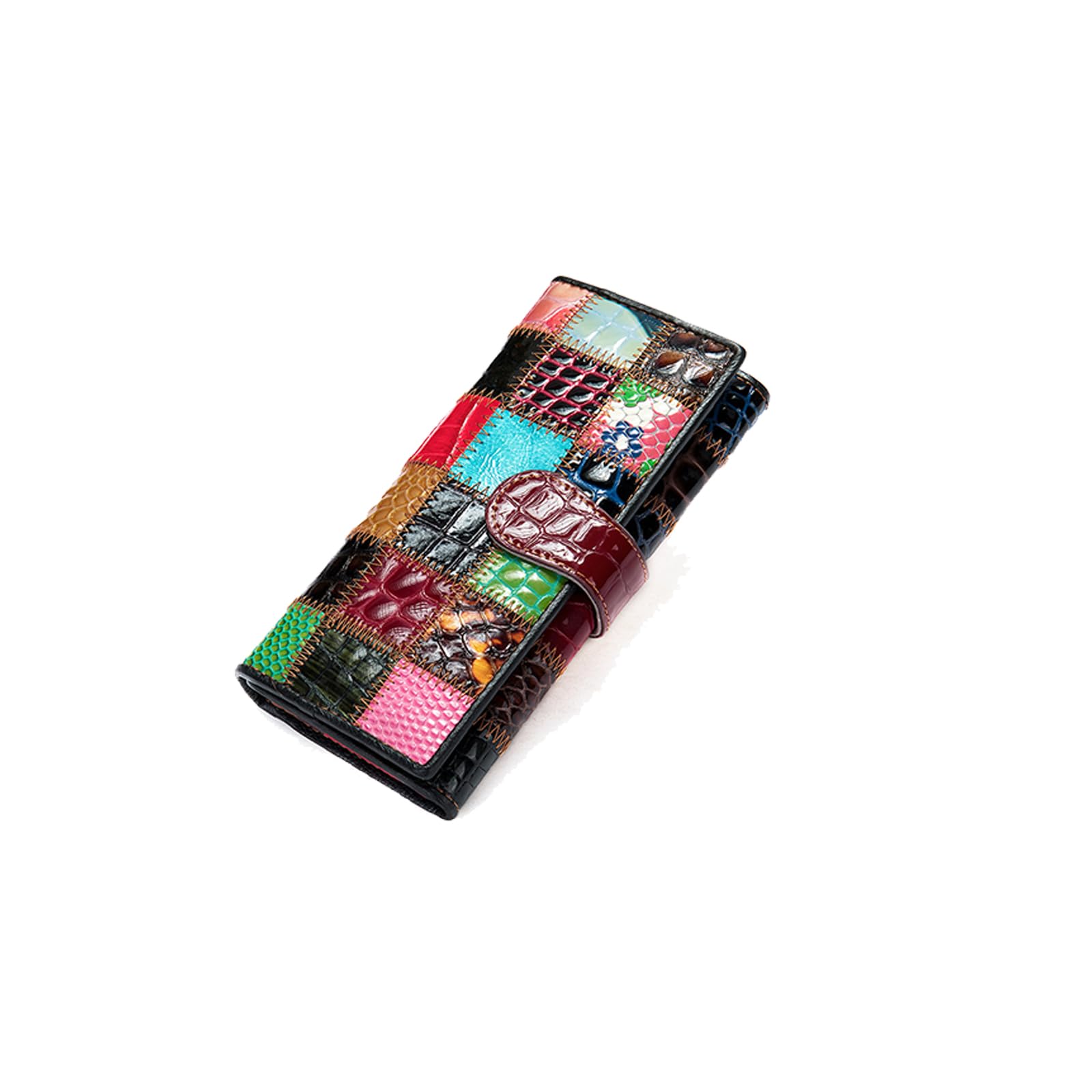 Cartera Mujer Colorido Monedero Cartera de Piel Auténtica Gran Capacidad Billetero Wallet