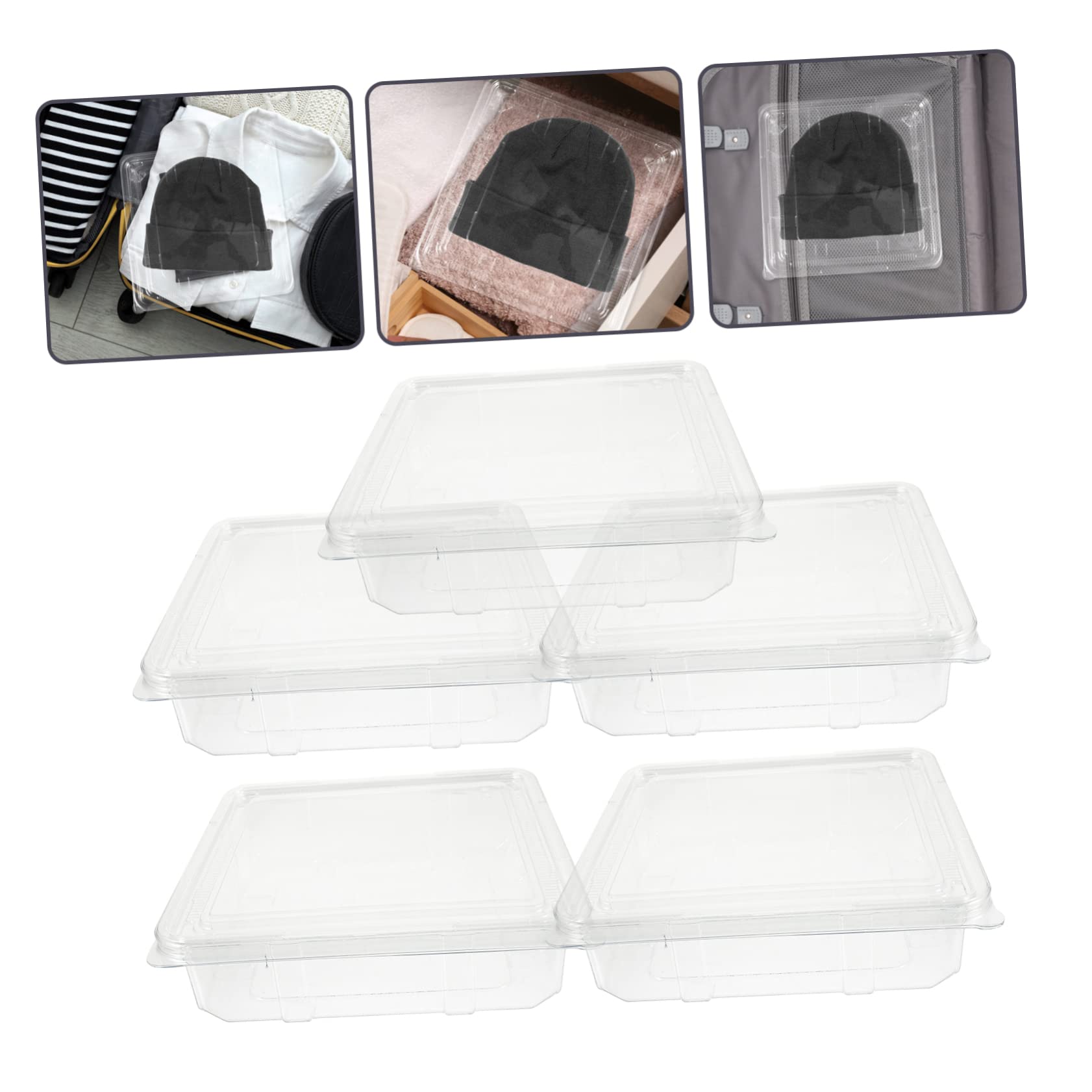 Levemolo 5pcs Knitted Hat Storage Case Beanies Hat Container Lid for Travel Condition Dustproof and Clean Suitable for Men and Women