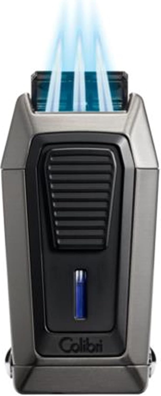 COLIBRI Gotham Triple Jet Lighter with V-Cutter Blue Black LI970C5 (Chrome) : Health & Household