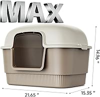 Vista 3 de Caja de arena para gatos con alfombrilla de arena y cuchara, cajas de arena cerradas de pared alta para gatos antifugas, caja de arena cubierta