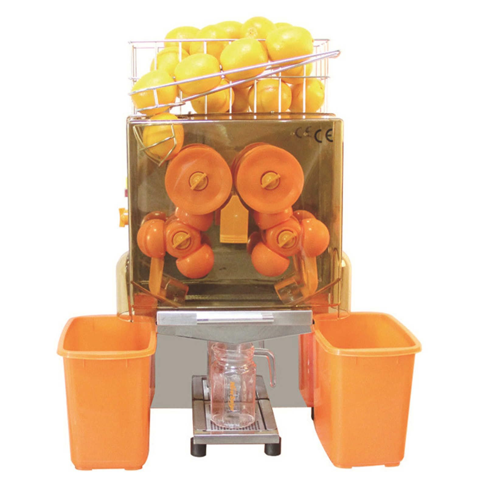 Exprimidor eléctrico de cítricos, máquina exprimidora de jugo de naranja comercial, pelar y jugo automático, 20-22 naranjas por minuto, 120 W, eficiente para tiendas, bares, restaurantes