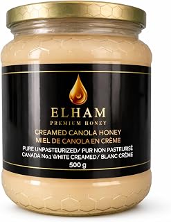 Elham Premium Raw Canola Honey, Creamed White, 500 g | Single-Origin, Monofloral, Northern Canadian
