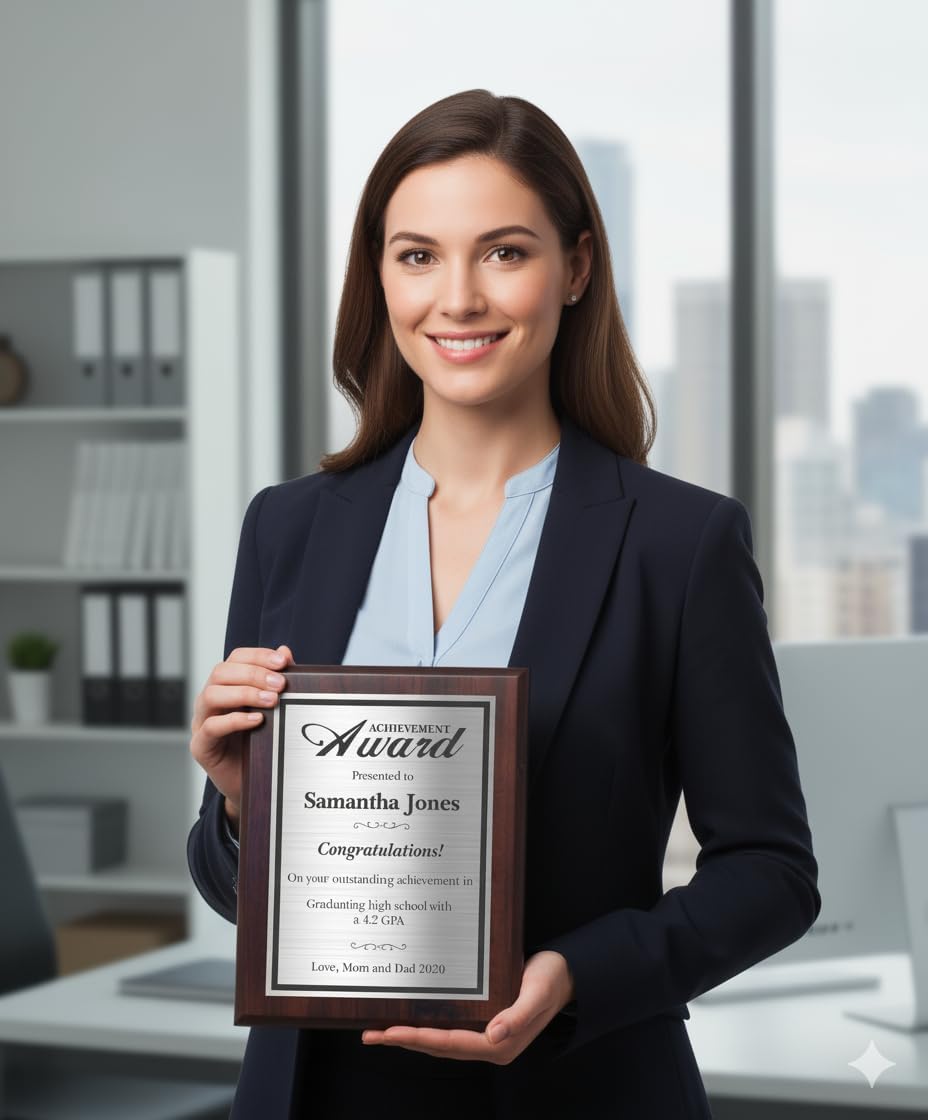 Customizable Achievement Award - Personalized 8x10 Plaque for Students & Employees | Recognition Plaque for Accomplishments at Work, School, or Graduation | Professional Gifts