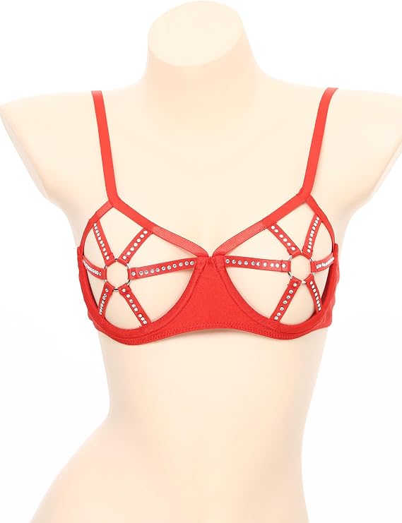 Women Sexy See Through Open Nipples Tank Tops Vest Crop Top Shirt Cage Bra Harness