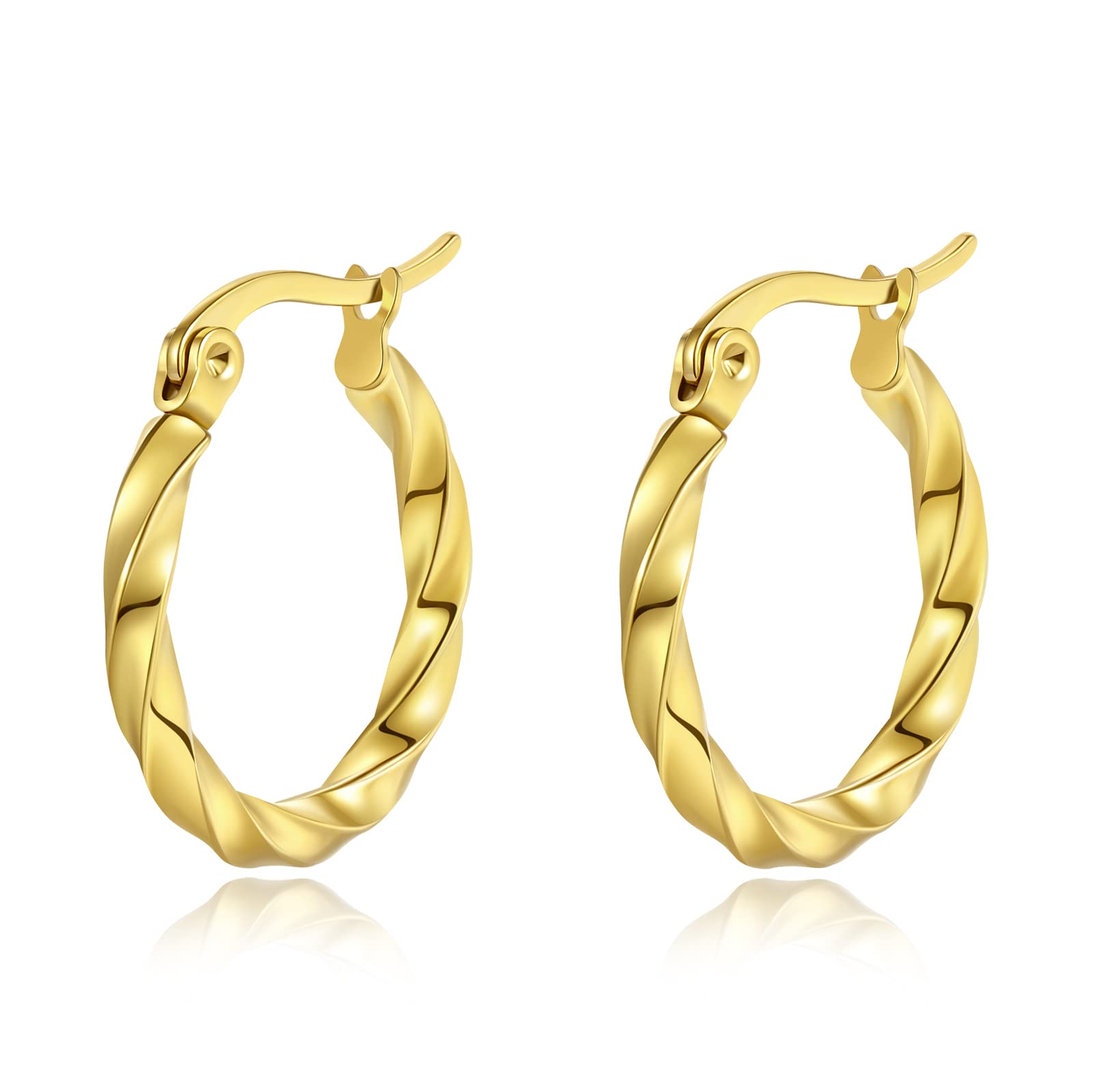 Yulovee Orecchini A Cerchio Placcati Oro 9K, 30 Mm, Ipoallergenici, In Confezione Regalo Per Donna