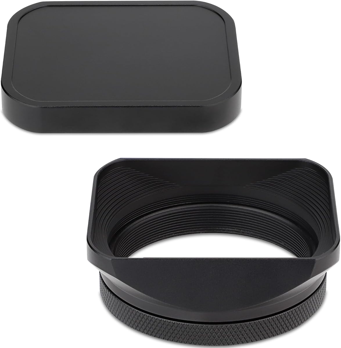 Haoge Metal Square Lens Hood for Fujifilm X100VI X100V with 49mm UV Filter Adapter Ring & Metal Cap Kit Camera Accessories Black