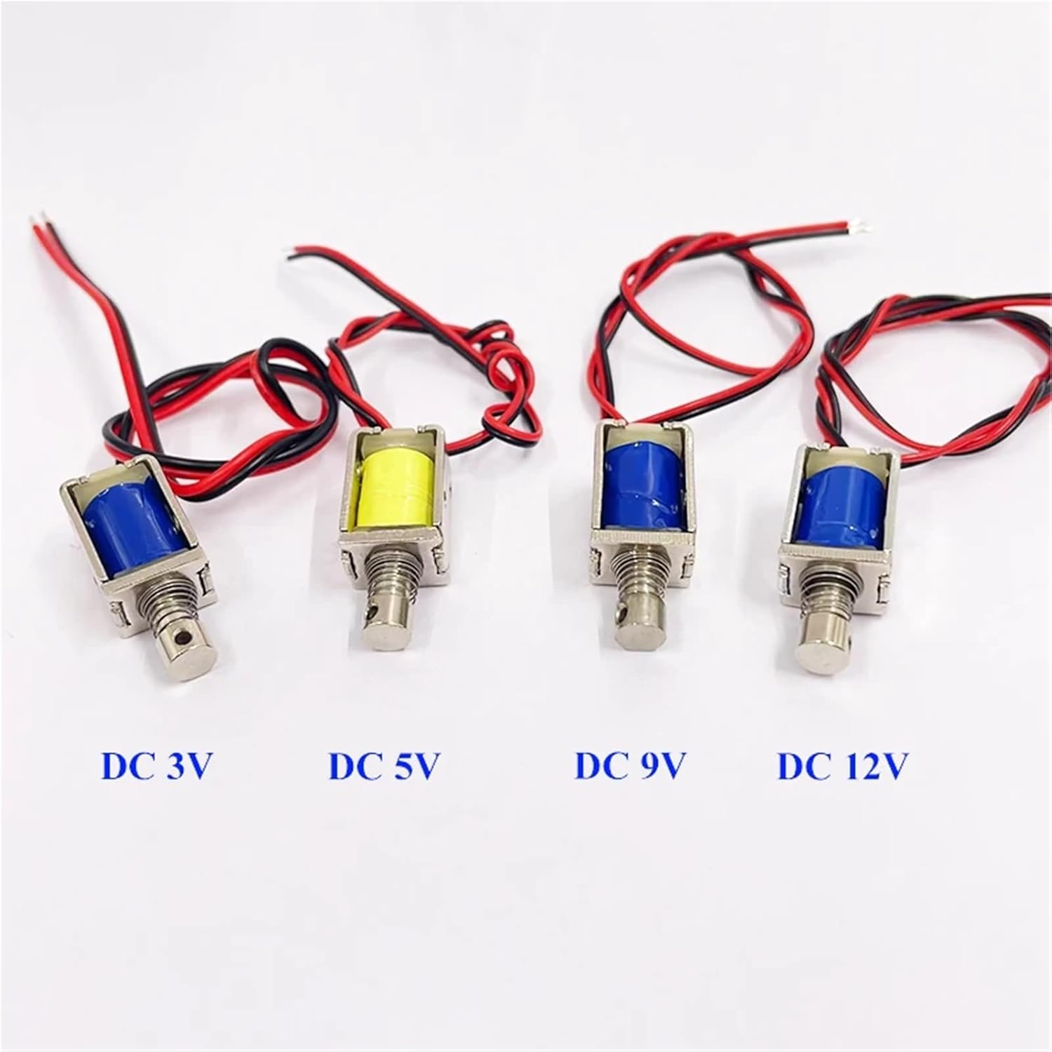 1PC 8mm-10mm Tiny Push-Pull Square Mini Solenoid Electromagnet DC 3V/ 6V/ 9V/ 12V Through Type Electromagnet 4mm Stroke(DC 12V)