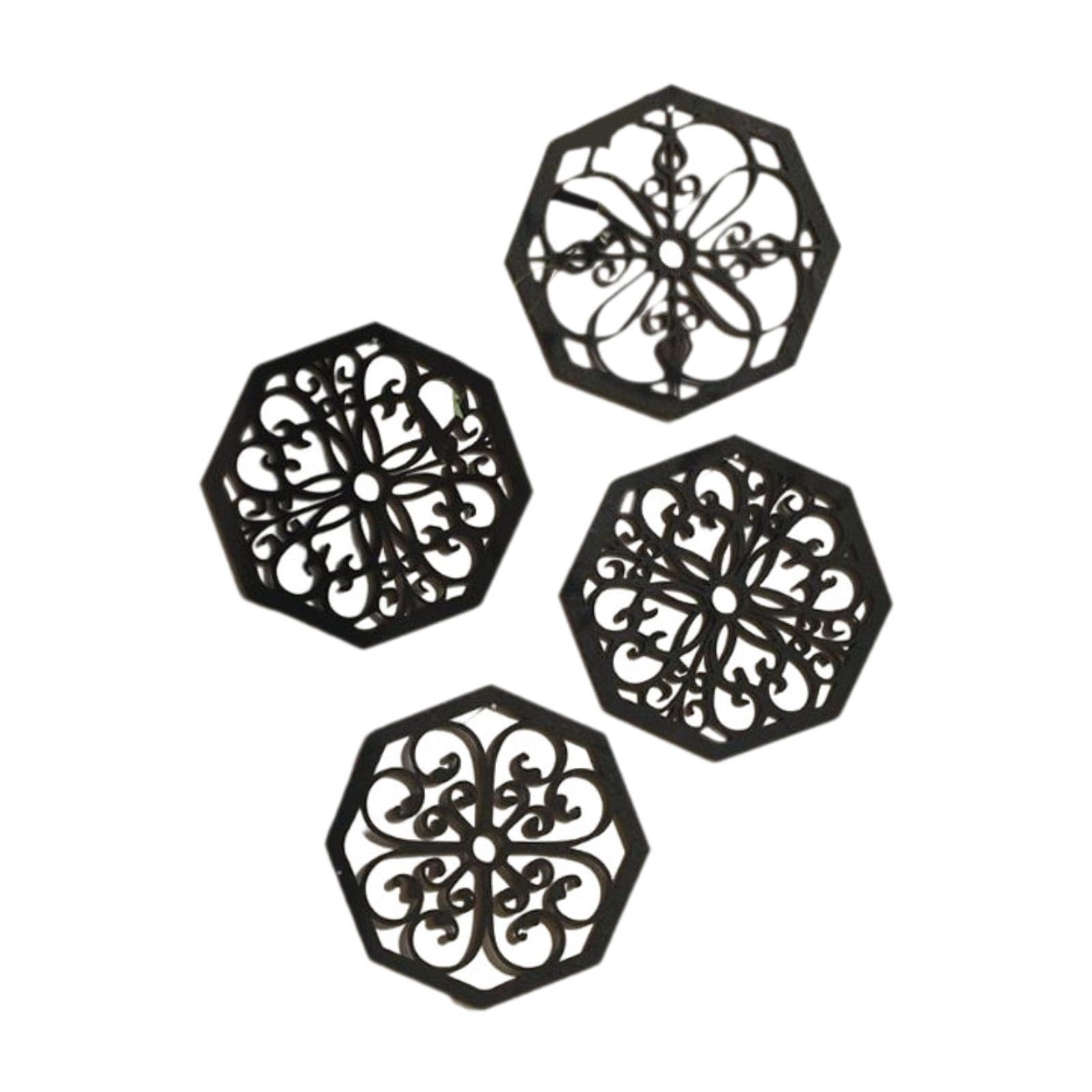 4 Pieces Wooden Hollow Carved Wall Decor 7.87Inch Rustic Wall Art for Office Hexagonal-image-20