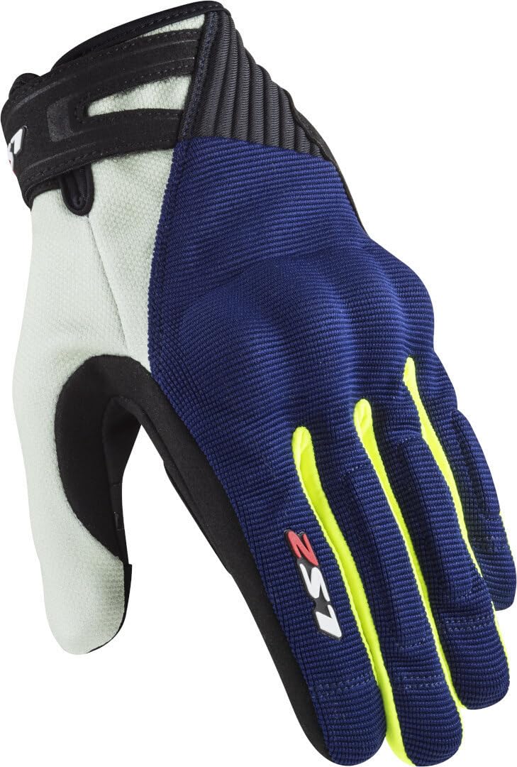 LS2 70011F0126M Guantes Moto Dart 2, Hombre, Azul/Amarillo, M