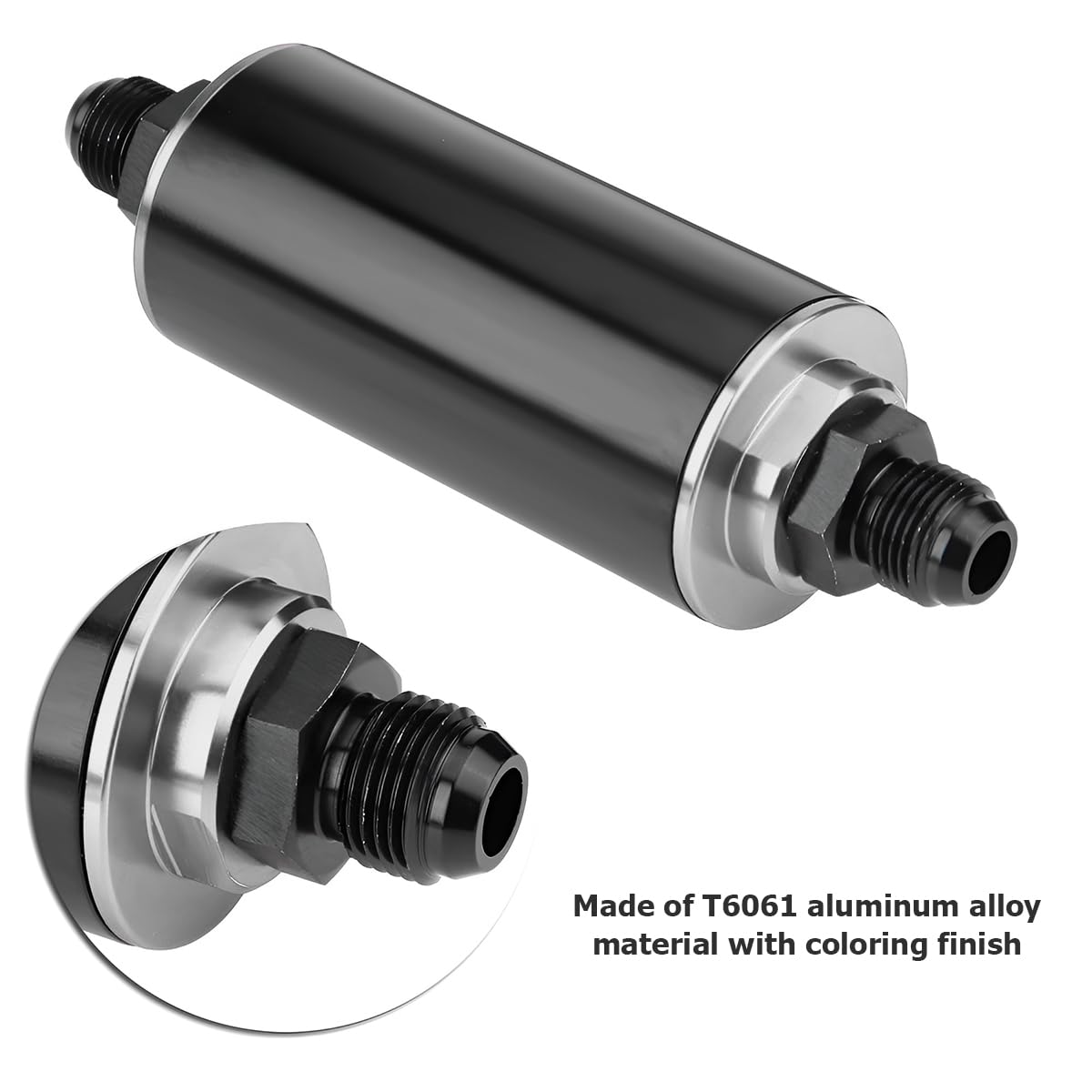 AUCELI Filtro de combustible de gas en línea de 50 mm, filtro de aire con adaptador 6AN 8AN 10AN, accesorios de adaptador de filtro de combustible/gas/gasolina, accesorios universales para coche, SUV
