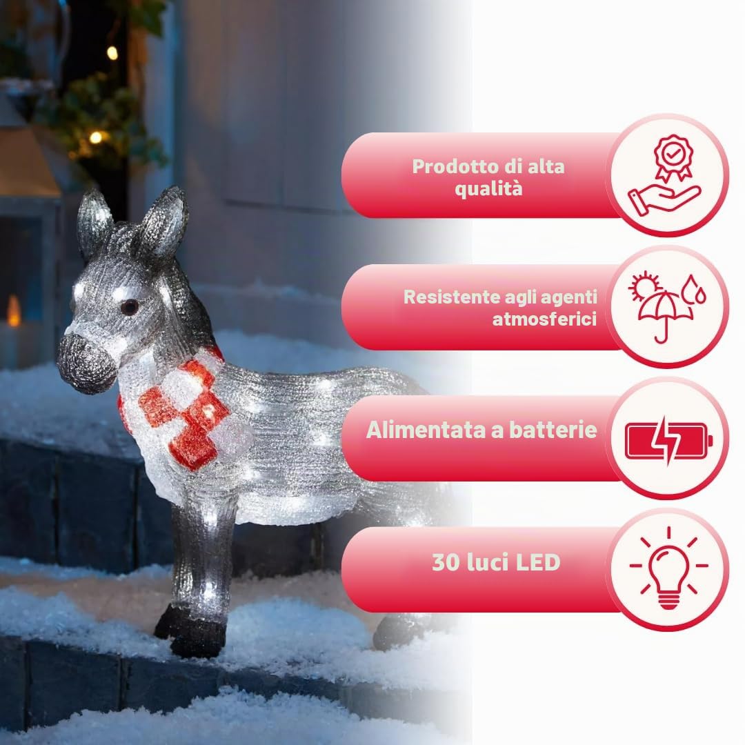Marco Paul Interiors Decorazione natalizia in acrilico a LED, per interni ed esterni, decorazione natalizia che si illumina da giardino, decorazione festiva, statuetta pre-illuminata a forma di