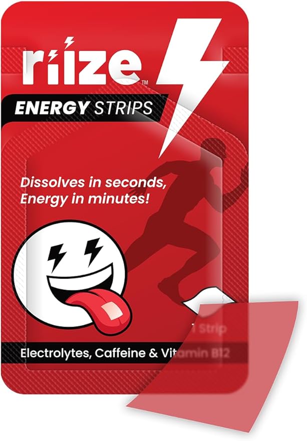 Riize Energy Strips, Fast Acting with 50mg Caffeine, L-Theanine, Vitamin B12, Electrolytes, Natural Flavors, Vegan, Instant Boost Oral Supplement (3 Count Pack)