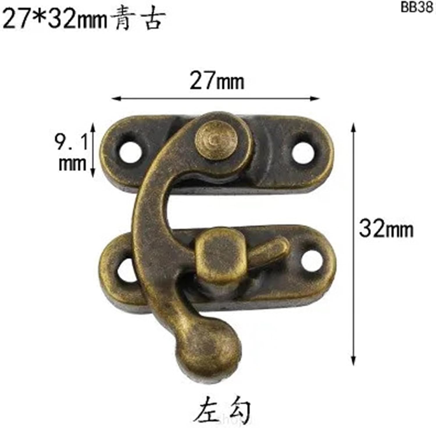 10Pcs Small Antique Metal Lock Decorative Hasps Hook Gift Wooden Jewelry Box Padlock DIY Supplies for Furniture Hardware(Gold Right)