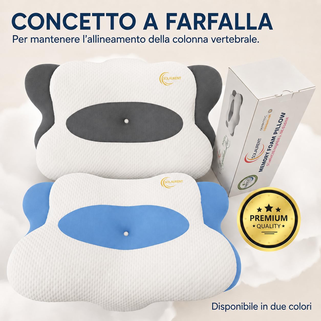 MorphéaLux® Cuscino Ergonomico Cervicale Anti-Dolore, Cuscino per il Collo Ortopedico, Forma Farfalla per Tutte le Posizioni, Anti-Ronflio e Apnea Posizionale