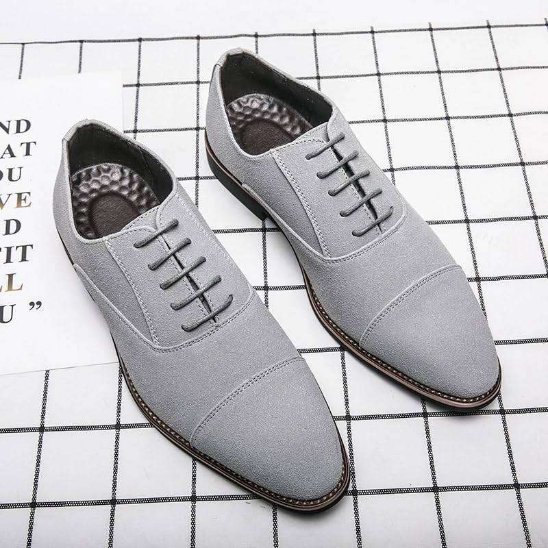 Santimon Men's Oxford Dress Shoes Classic Lace-Up Suede Formal Shoe, Comfortable Business Shoes for Office2