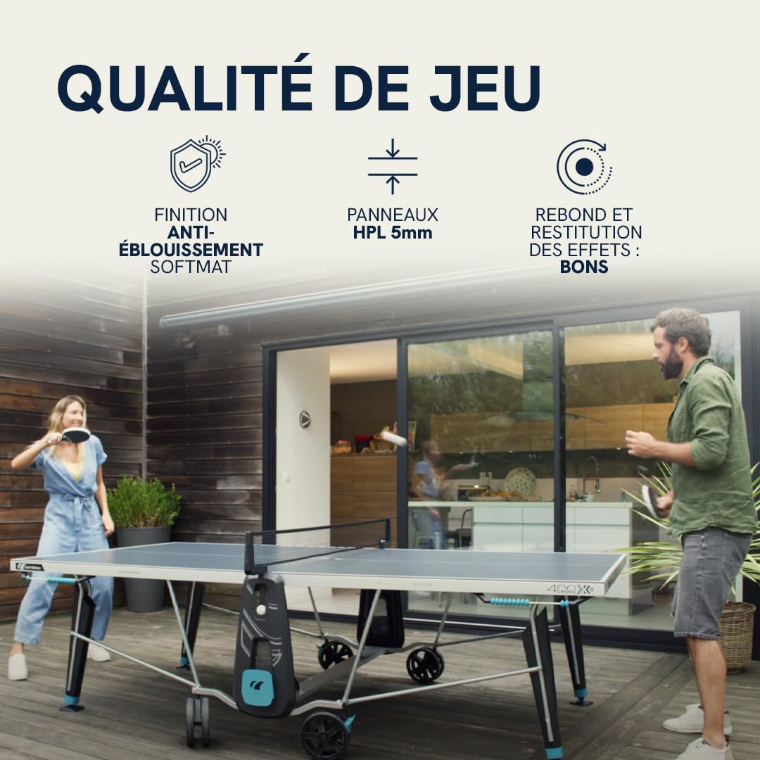 Cornilleau - Table de ping-Pong d'extérieur 400X Outdoor - Loisir de Jardin - Agrément FFTT - Panneau Gris ou Bleu 5mm