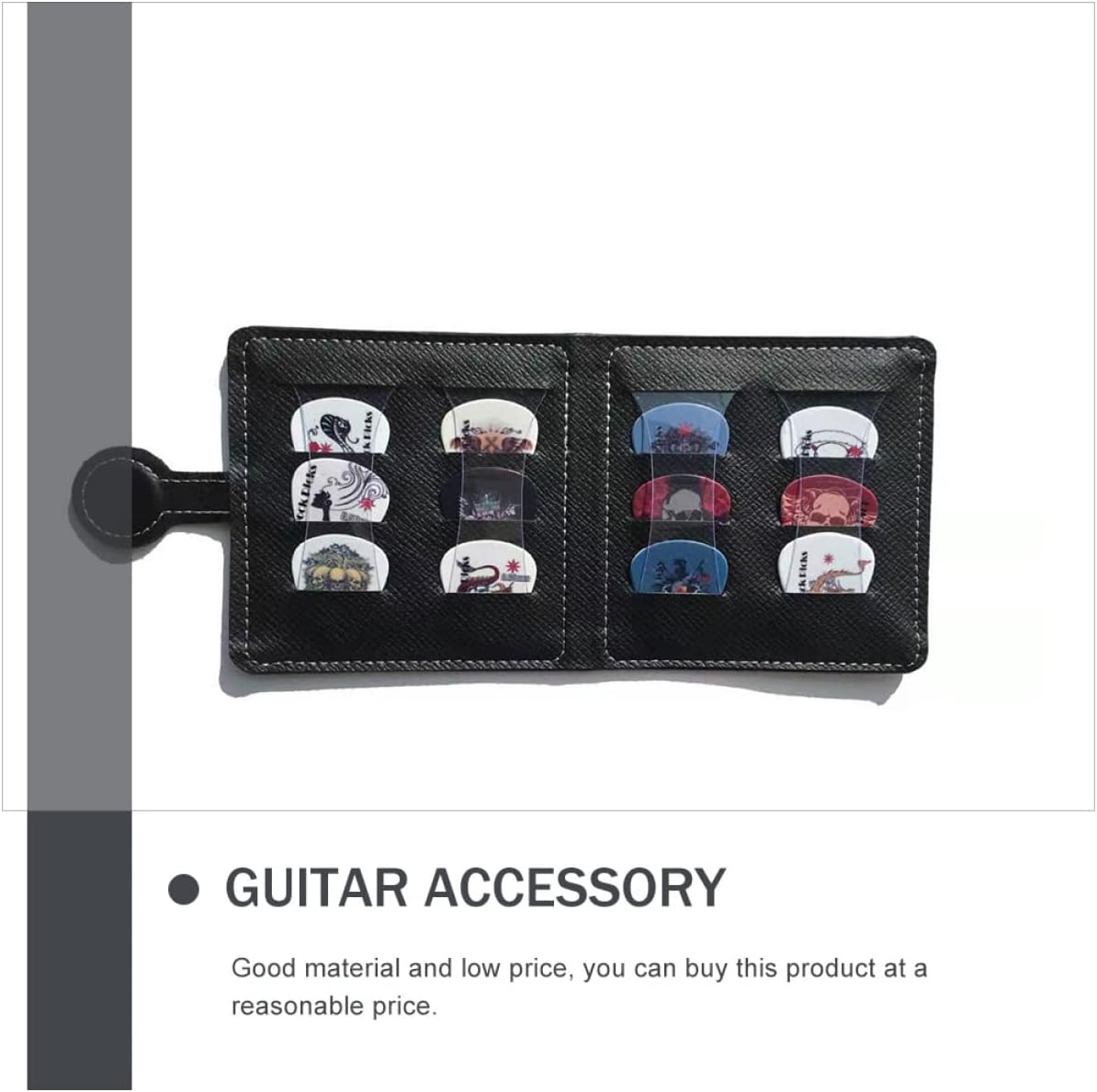 Portable Leather Pick Holder Bag for Guitar Picks, Black image 5