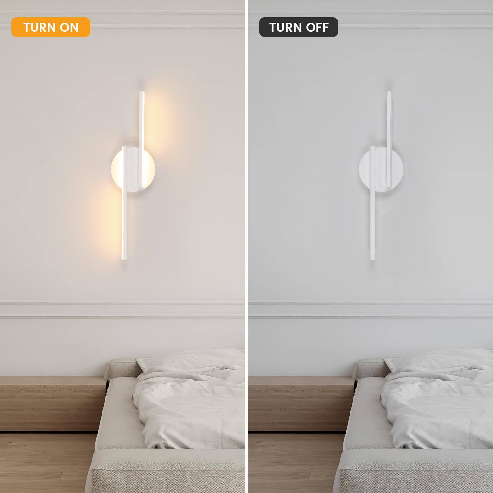 Lampa ścienna LED do wnętrz, 16 W, nowoczesna, 3000 K, ciepłe białe światło, lampa ścienna do salonu, sypialni, korytarza, łazienki, 45 cm