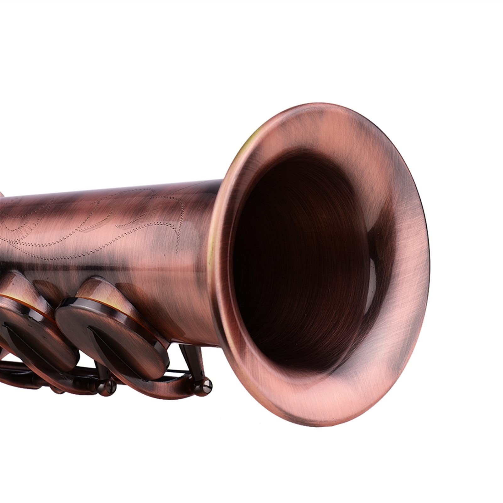 Sax Principianti Kit Professionale Bronzo Dritto Sassofono in SIB Sassofono Sax Strumento a fiato Modello Intagliato con Custodia Guanti Cinturini in Tessuto Pennello Strumento a fiato