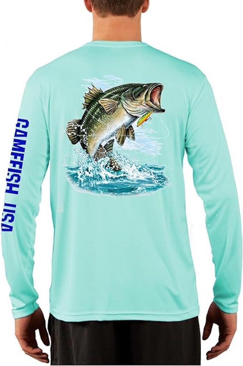 GAMEFISH USAGamefish USA Men's UPF 50 Long Sleeve Microfiber Moisture Wicking Performance Bass Fishing Shirt
