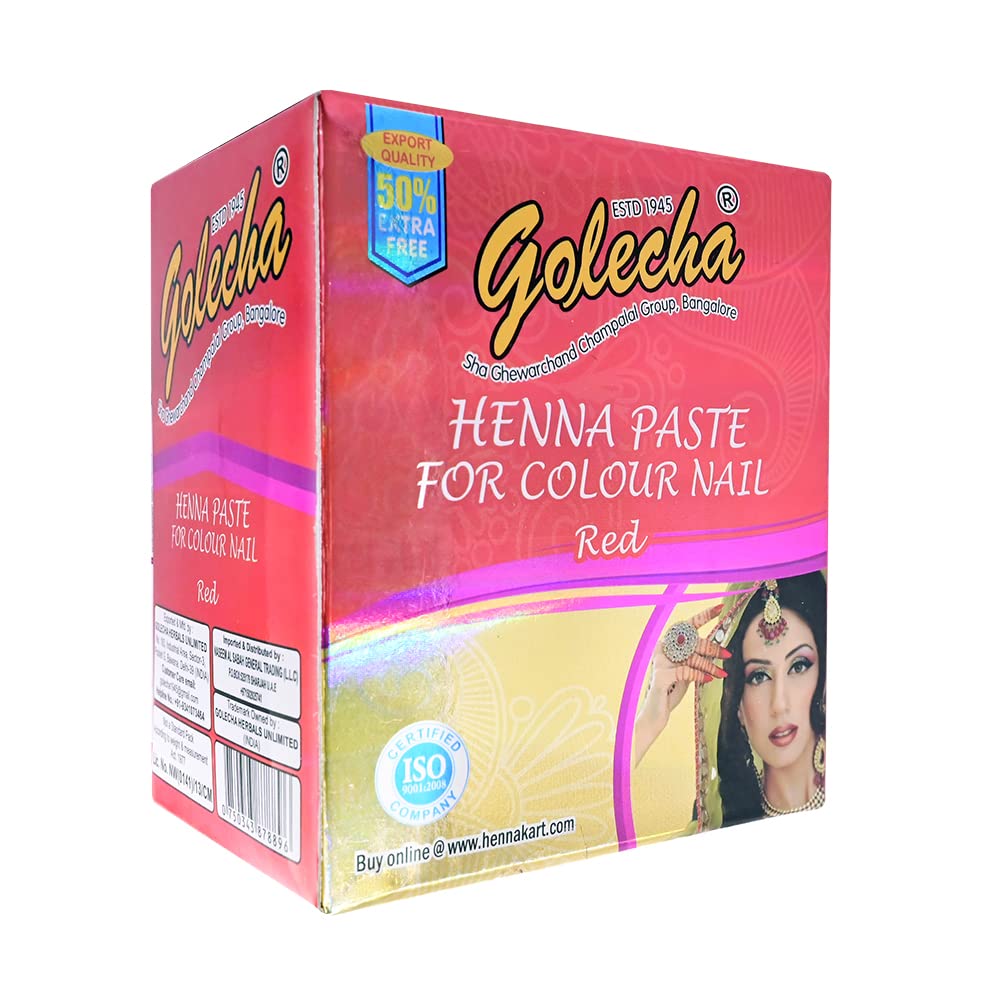 Golecha100% Pure Henna Paste for Nails, 10 gms - Red (12 pcs)