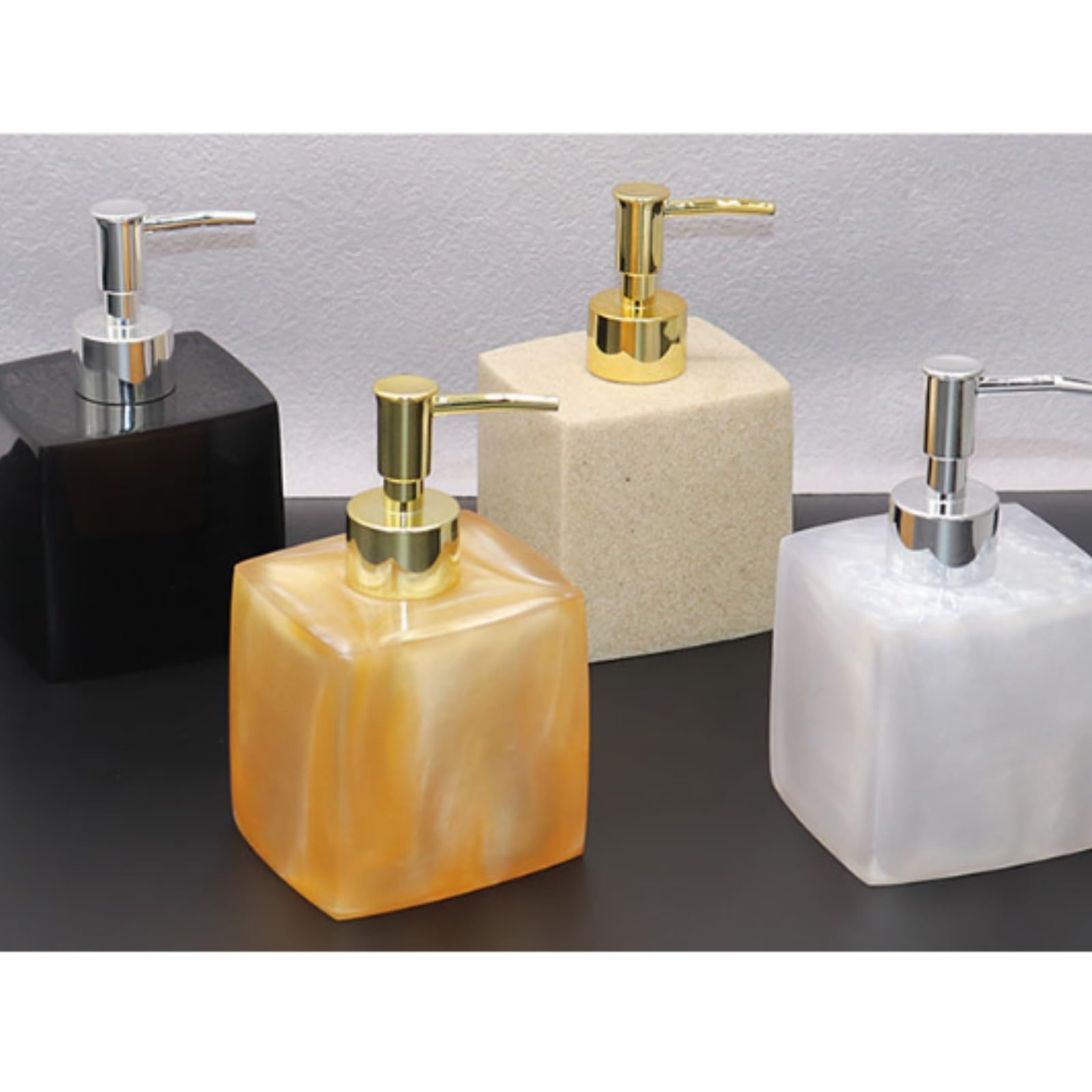 Dispensador de Jabón Líquido Dispensador De Jabón Manos con Bomba Estilo Mármol Líquido Decorativo Botellas de Aseo(Black,400 ml)