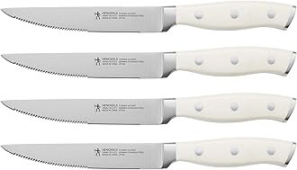 Forged Accent Razor-Sharp Steak Knife Set of 4, White, German Engineered Knife Informed by over 100 Years of Mastery