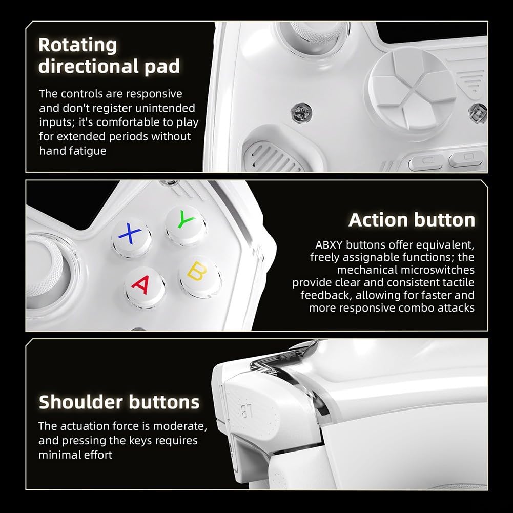 Gamepad wireless 2.4G con schermo intelligente HD 2.5D, trigger lineari dual-hall e joystick capacitivo Kirin viola, controller portatile in ABS per giochi per sessioni (nero)