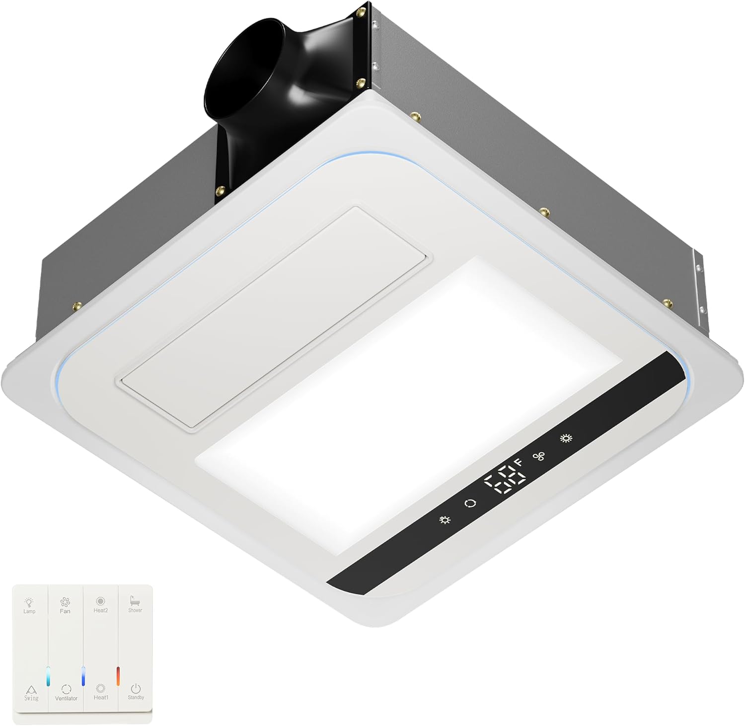 4-in-1 Bathroom Exhaust Fan with 1800W Heater, CCT LED Light & Remote Control, 150 CFM Quiet Ceiling Fan for Heating, Lighting, Ventilation & Blowing White