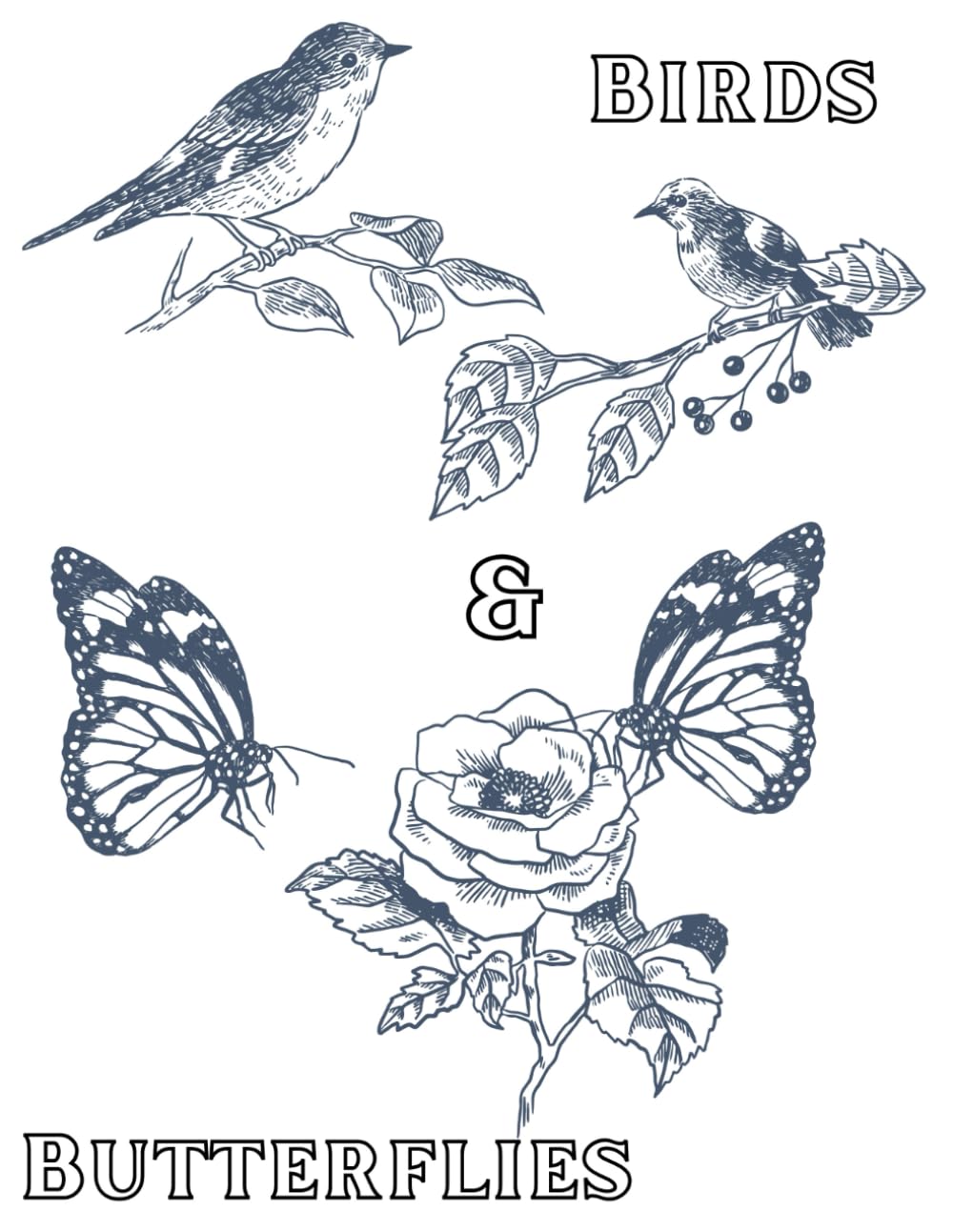 Birds & Butterflies: Coloring book with birds and butterflies for all ages