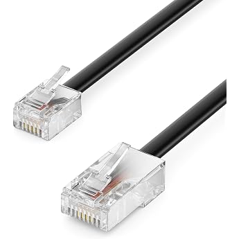 deleyCON Telephone Cable RJ11 to RJ45 Modular Cable 1 m Black