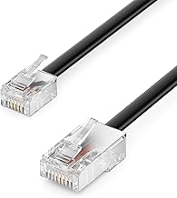deleyCON Telephone Cable, RJ11 to RJ45 Modular Flat Cable, RJ11 Plug to RJ45 Network Plug, Telephone Socket, Modem, Router, Fax, ISDN, DSL, VDSL, Internet, 1 m, Black