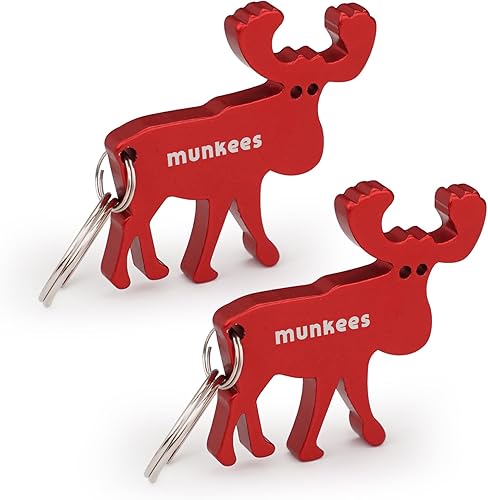 Llavero abridor de botellas de alce, paquete de 2 abrebotellas de aluminio, accesorios de viaje al aire libre, color rojo