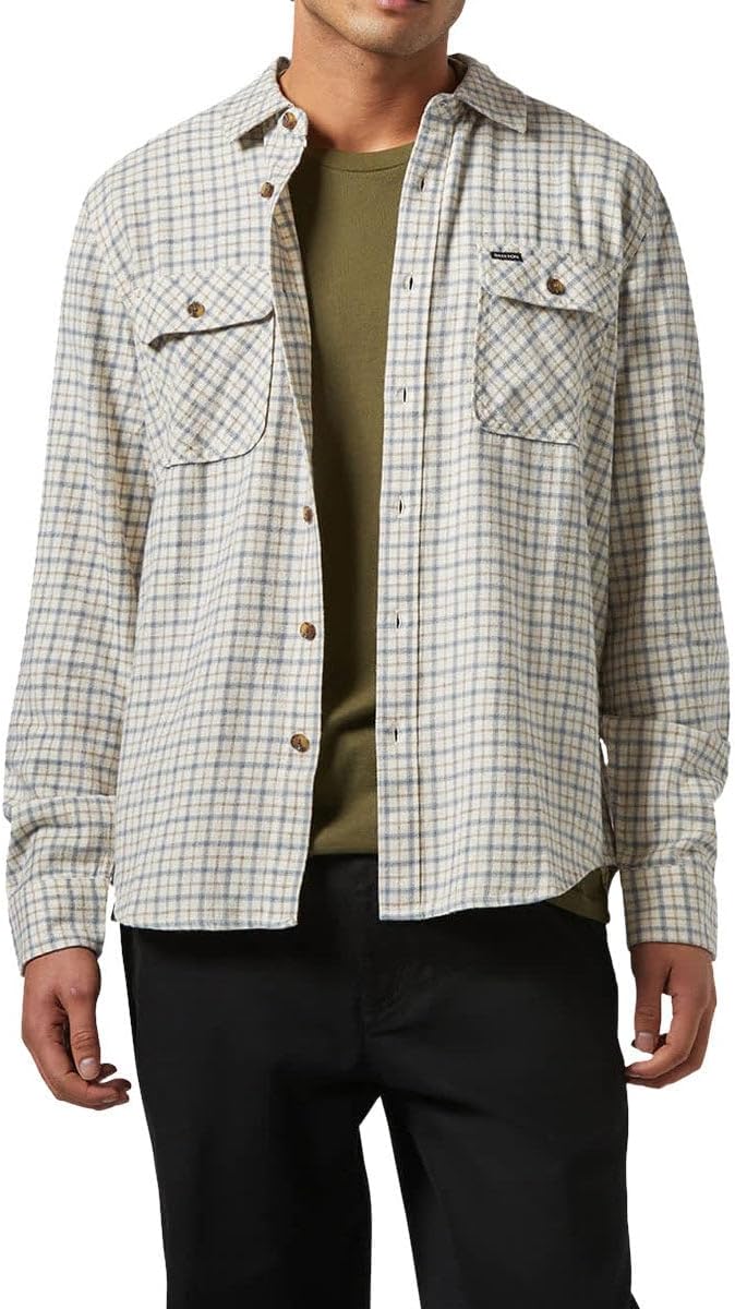 Brixton Bowery Lightweight Ultra Flannel Shirt - Whitecap/Basalt - XL