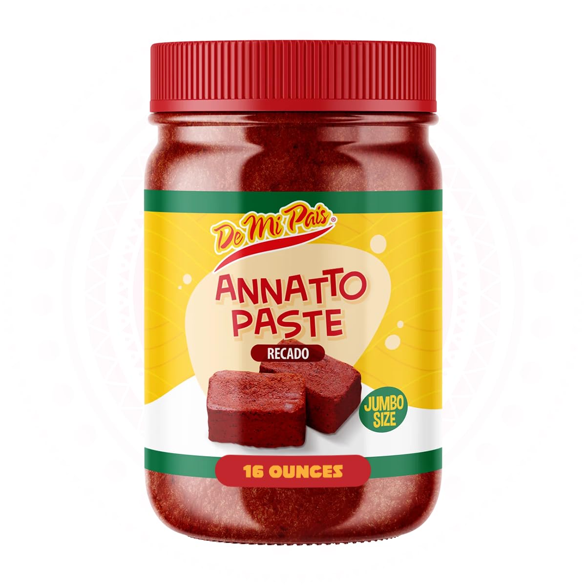 De Mi Pais Pasta Recado, Jumbo Size Annato Paste, for Authentic Achiote Seasoning, Perfect for Tacos and More, Premium Quality Spices for Flavorful Groceries, 16 Oz, Convenient 3-Pack