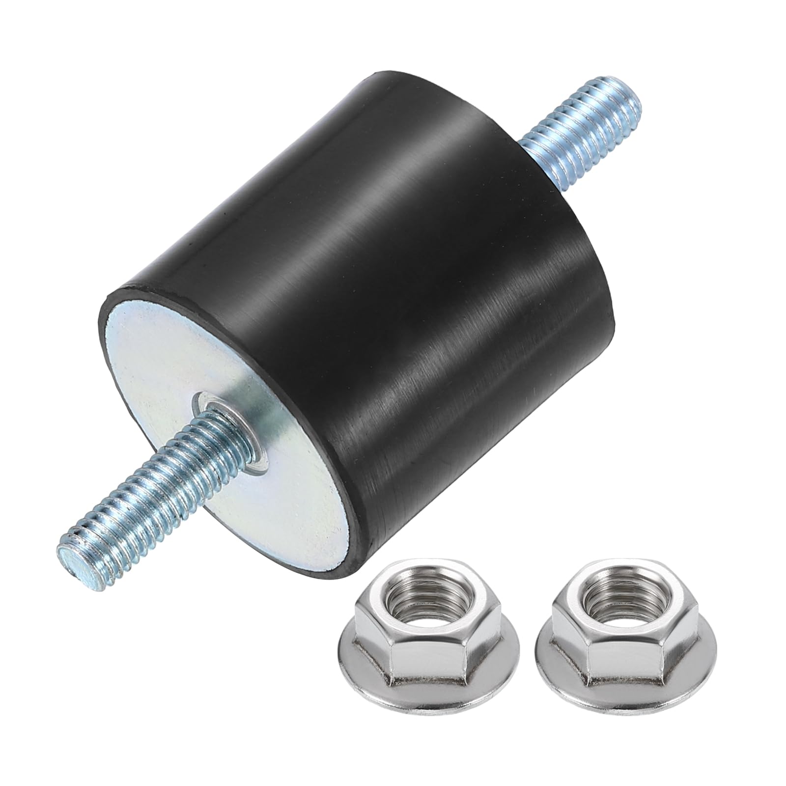 uxcell M8 x 23mm Rubber Mounts, 40 x 40mm Cylindrical Anti Vibration Isolator Studs Shock Absorber Double Studs with Nuts for Car Bobbin Generator Air Compressors