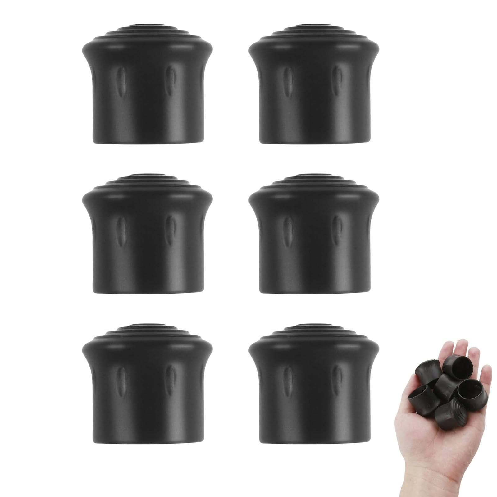 25mm Rubber Feet Ferrule Caps Stoppers, 6-Pack Rubber Feets for Garden Furniture Chair Leg Floor Protectors for Step Ladders, Chairs, Crutches, Non-Slip Protective Chair Leg Cap for Tubular Leg(Black)