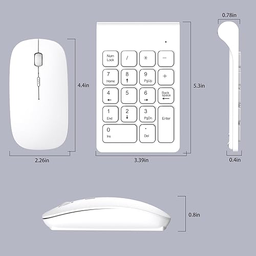 Miniatura 7 de TRELC Teclado numérico inalámbrico, Mini 2.4G de 18 teclas, Teclado numérico portátil silencioso para contabilidad financiera con extensiones de