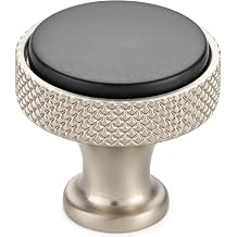 KOOFIZO 10 Pack Black and Nickel Kitchen Cabinet Knobs Matte Black and Silver Drawer Knobs K28 Knurled Round Single Hole Cabinet Pulls for Cabinets Drawers Dresser Cupboard Bedroom Bathroom
