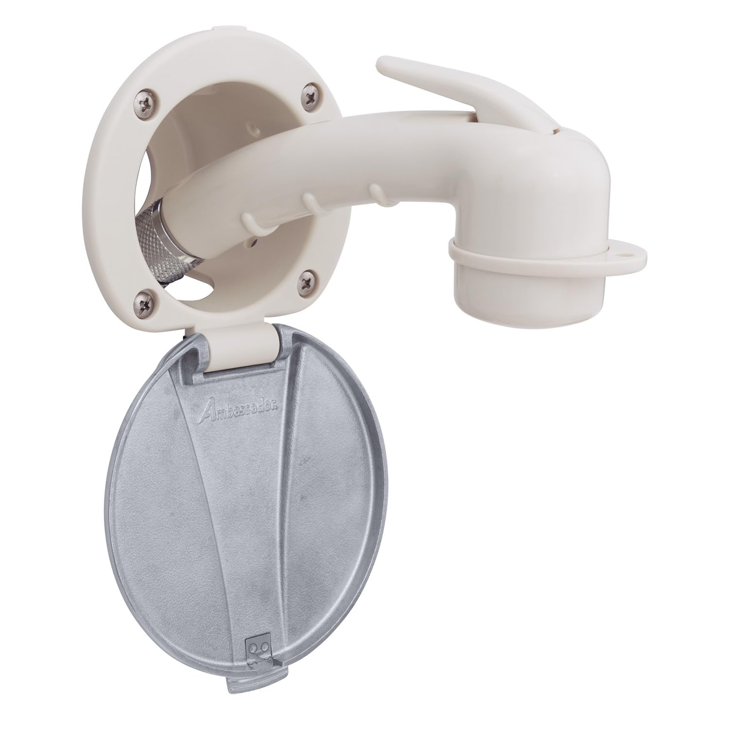 Recessed Shower- Warm White Cup with Stainless Steel Lid, Small Warm White Sprayer, 6' Stainless Steel Hose - 136-0048-WH-W