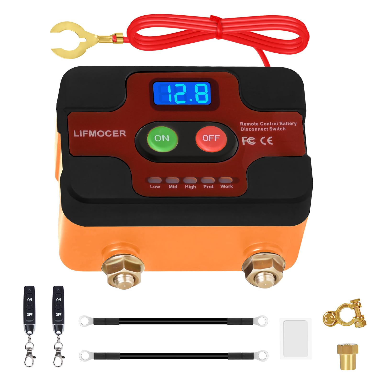 12V 240A Desconectador De Bateria Coche y Pantalla LED, | Corta Corriente Bateria Coche para Barco,Automóviles,Camión, Interruptor de Desconexión de Batería Remota con 2 Telecontrol
