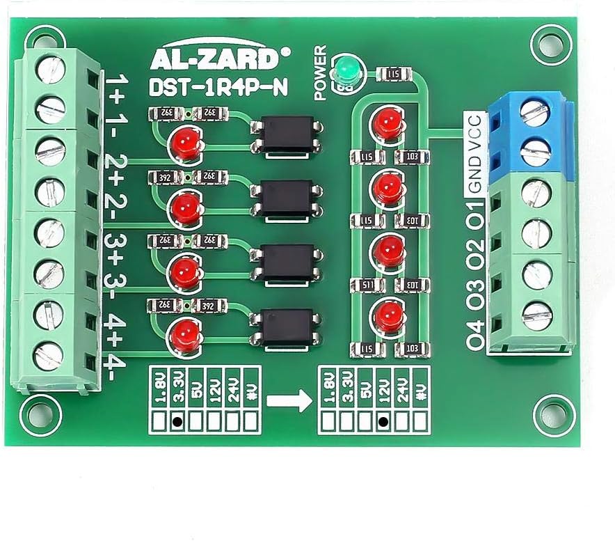3.3V to 12V PLC Signal Converter Module, 4 Bit Optocoupler Isolator Maluokasa DST-1R4P-N Converter Board PNP NPN to NPN