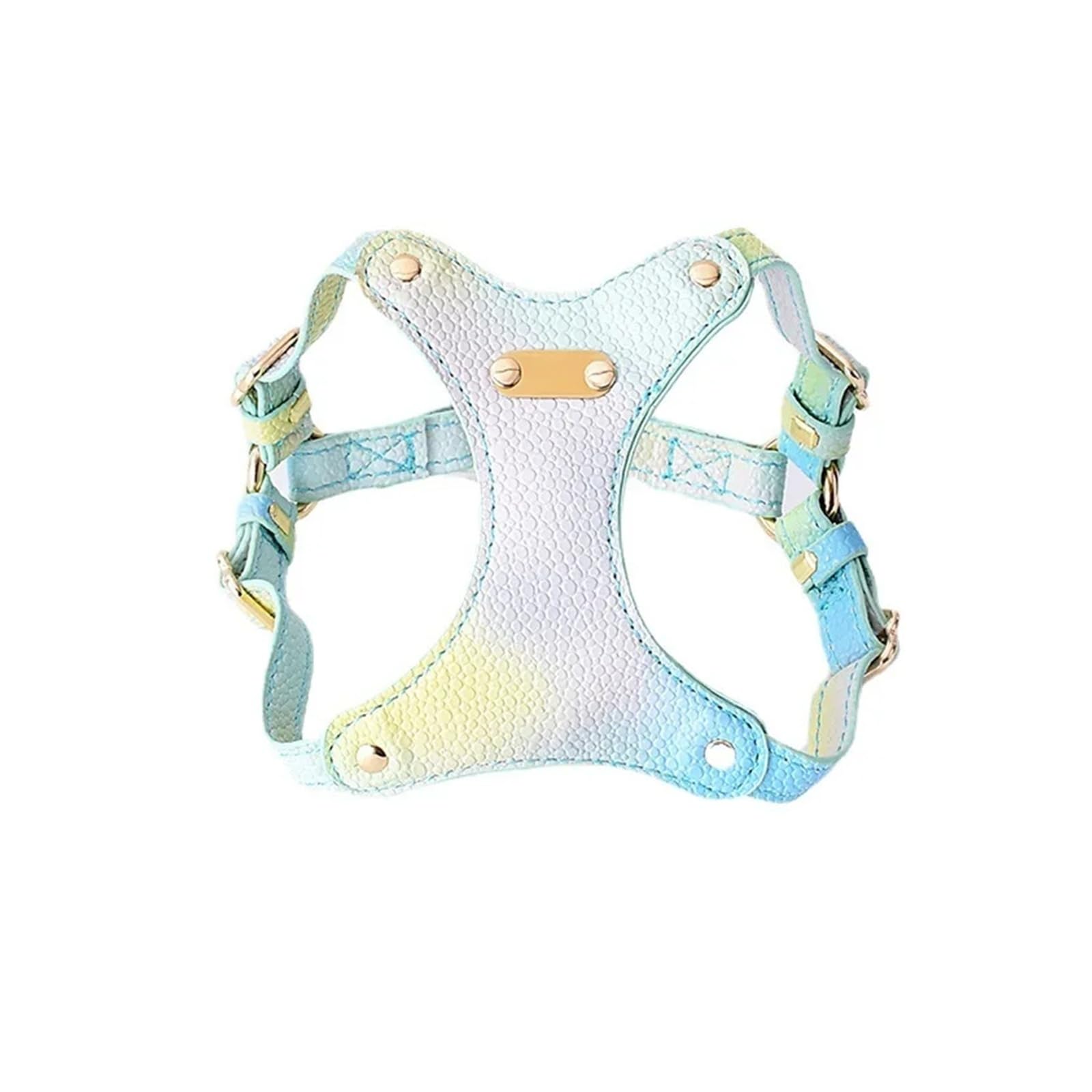 Harnais anti-échappement en cuir souple et imperméable pour chat, chihuahua et petit chien (bleu, taille M)