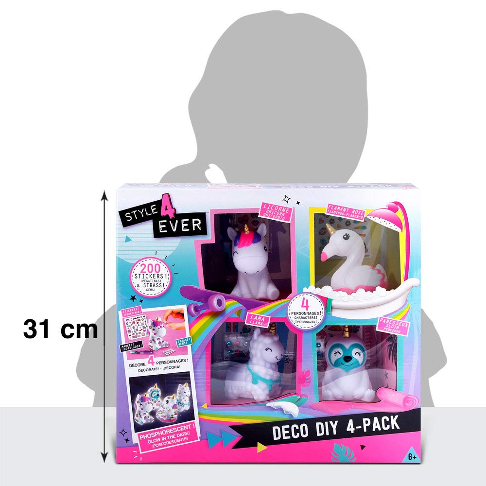 Canal Toys Style 4 Ever Mini jednorożec, lama, leniwiec, flaming do samodzielnego wykonania, 4 figurki, OFG 177