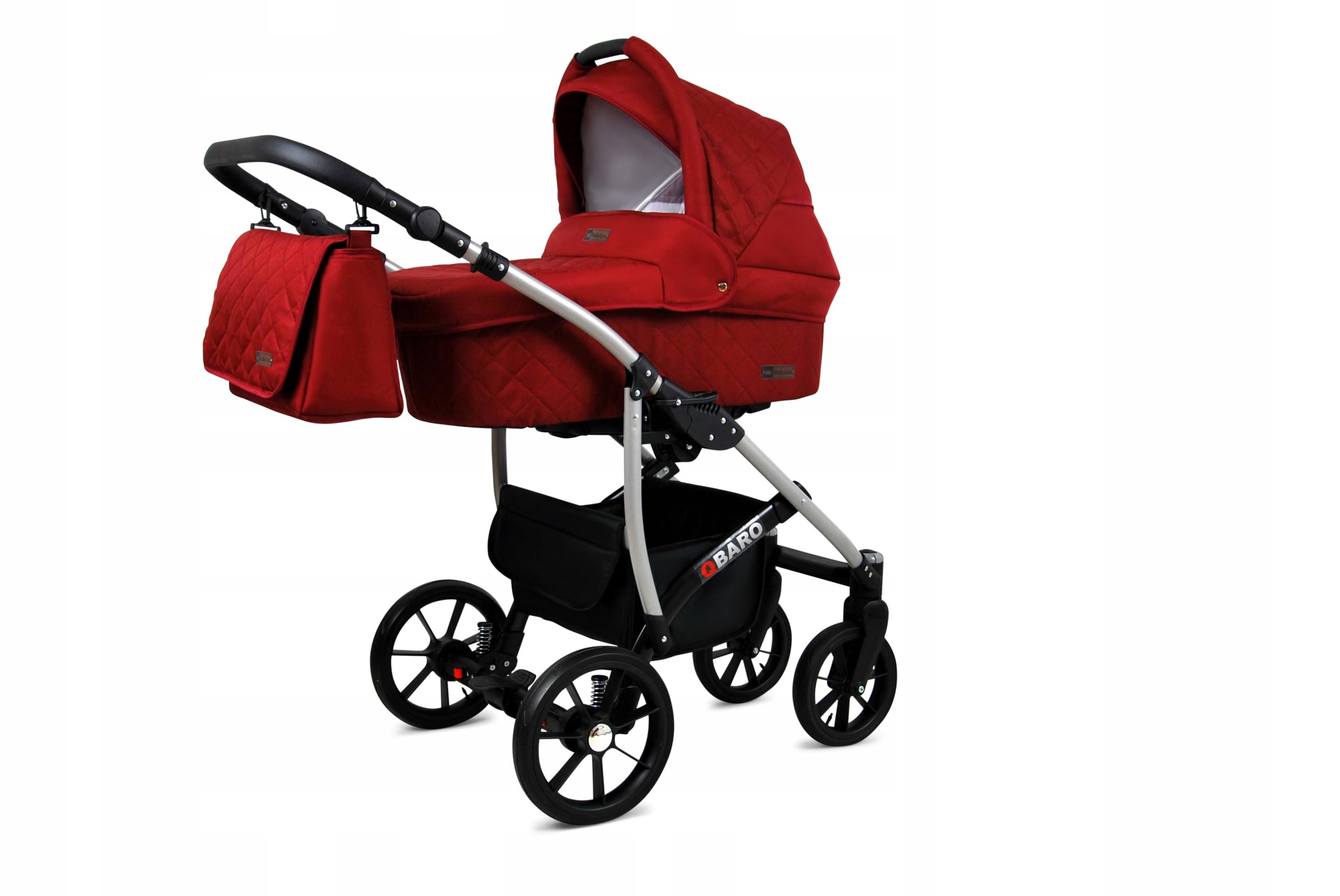 BabyLux® Wózek dziecięcy kompletny zestaw 4 w 1 - Qbaro - w zestawie gondola dla niemowląt, wędka, fotelik samochodowy, podstawa ISOFIX - system kombinowany dla niemowląt, z torbą do przewijania itp.
