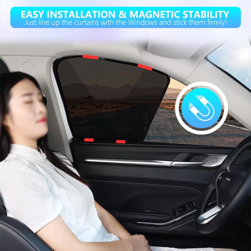 BWEN Window Shades, Magnetic Car Side Window Sun Shade for Ford Explorer 2020-2024, Breathable Mesh Car Window Sun Blocker for Privacy and Sun Protection for Camping, Automobile Windshield sunshades