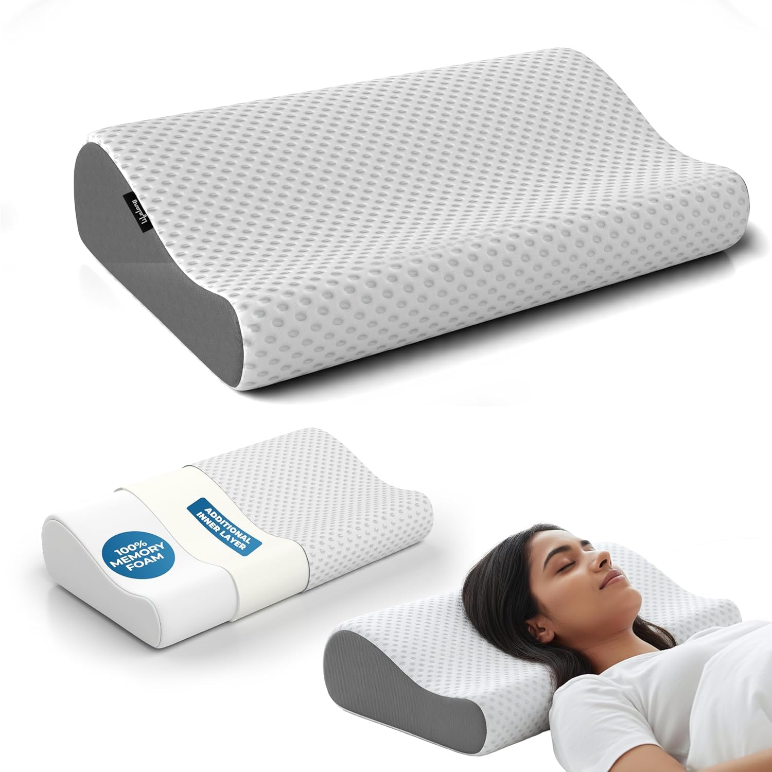 Lifelong Memory Foam Cervical Pillow for Neck Support | Orthopedic Contour Foam Pillow for Neck Pain with Breathable Cover | Fits Side & Back Sleepers | Pain Relief for Adults | Comfortable Bed Pillow-image-18