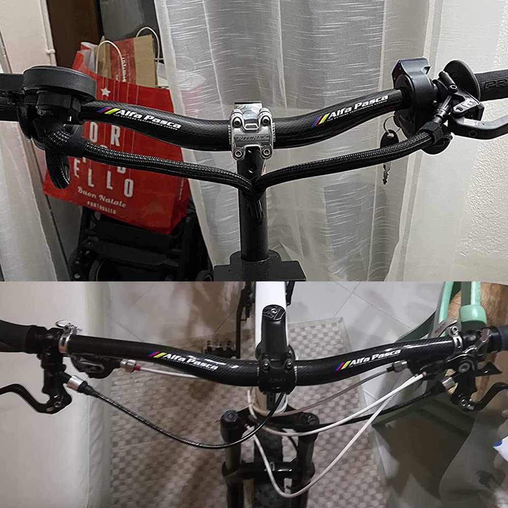 Alfa Pasca Guidon plat en fibre de carbone pour VTT 680/700/720/740/760 mm, Black with Color Logo-3K Glossy, Riser 760mm