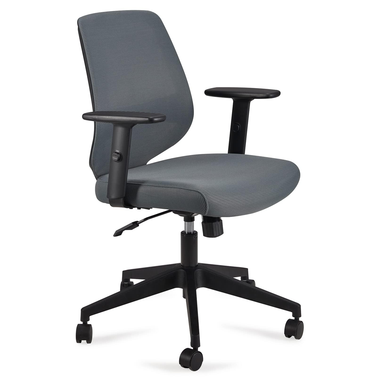 Amazon Basics regulowane siatkowe krzesło biurowe ze środkowym oparciem, podłokietnikami i podparciem odcinka lędźwiowego, 63.5 x 58.4 x 91.4 cm, szare (dawniej Movian)